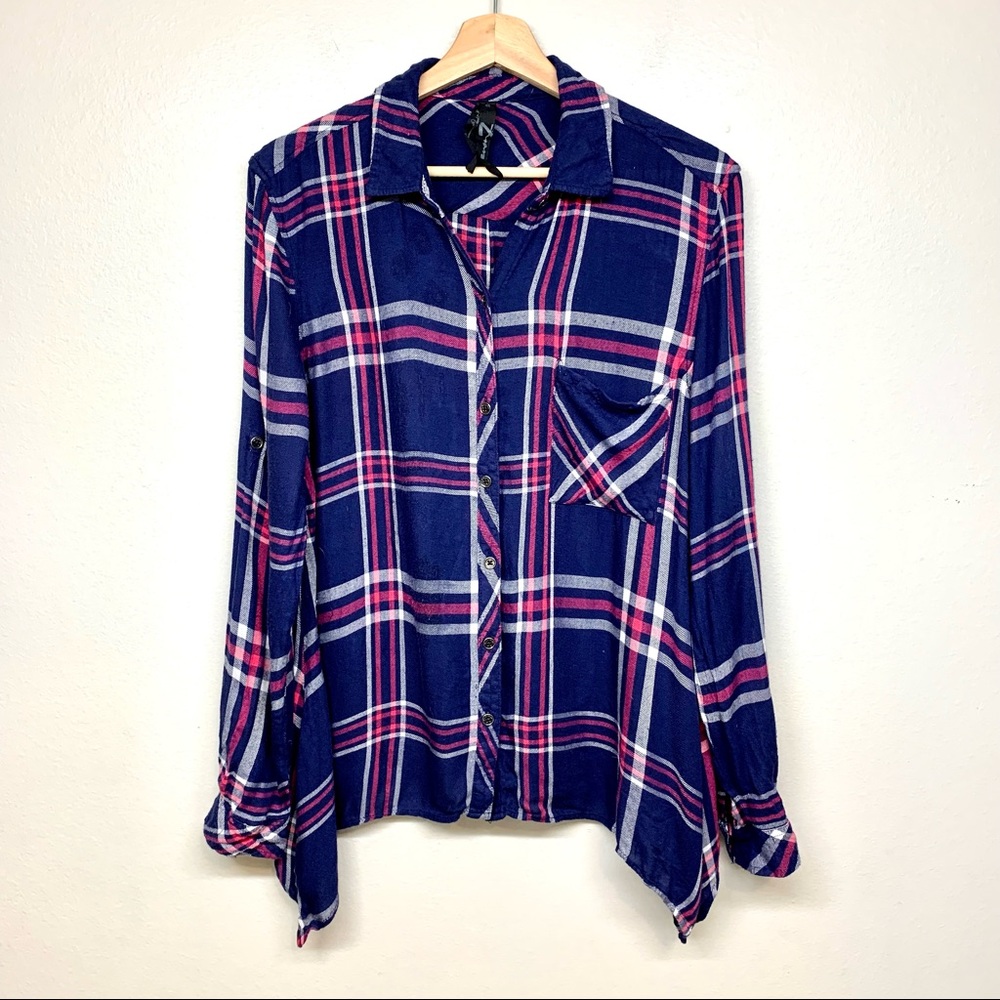 Seven 7 Womens Plaid Button Down Shirt Size S - Picture 1 of 7